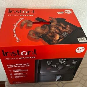 New Air Fryer.  Vortex.  In box.  Cleaned unit but haven’t cooked in it.